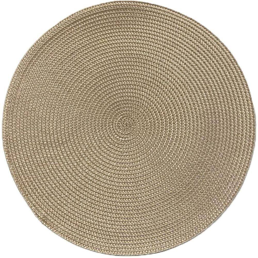 Kit 10 Americano Requinte Liso Para Mesa Redondo 38cm Palha