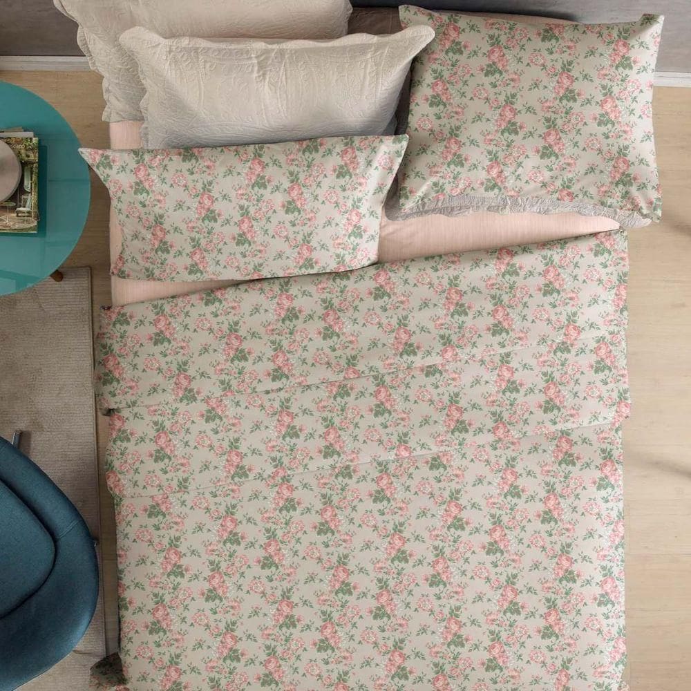 Jogo De Cama Queen Essenciale 100% Algodão 4 Peças Roses