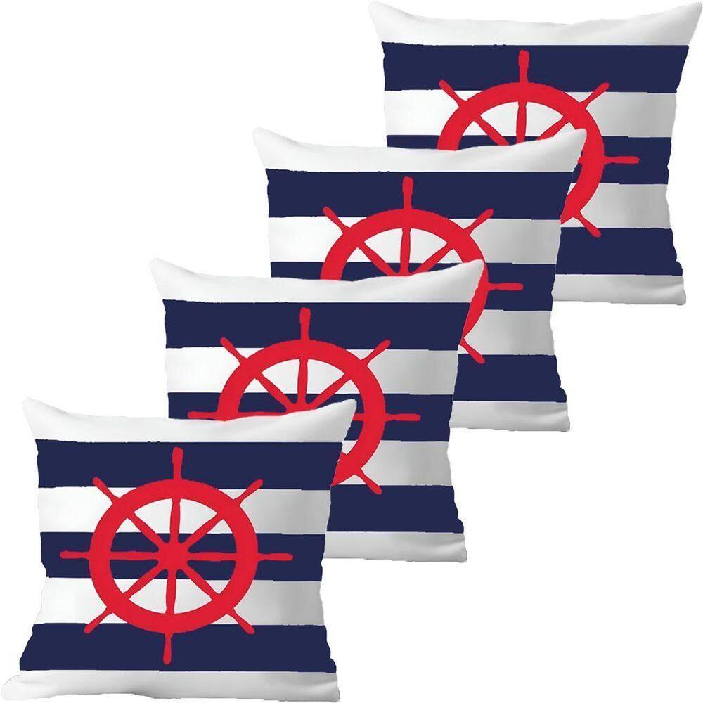 Kit 4 Capas De Almofadas Vermelho Timão Navegação Marítima