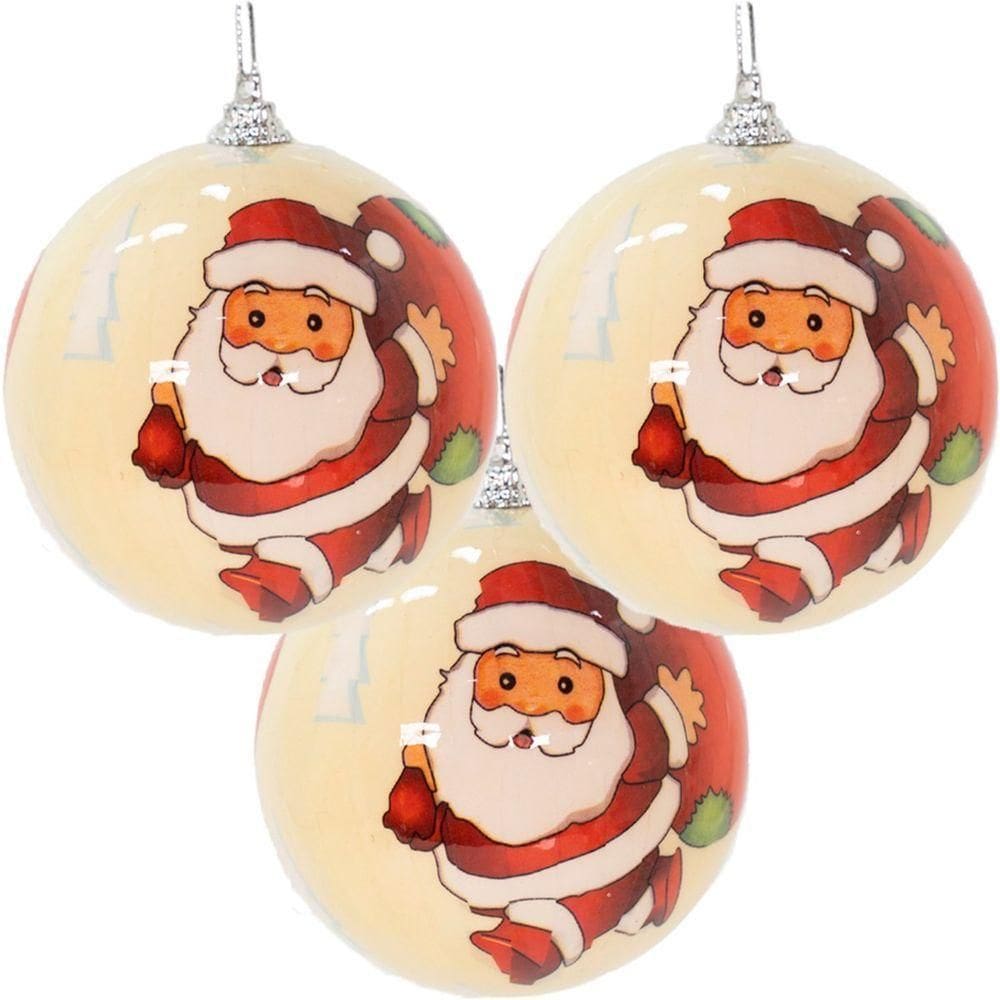Kit 30 Bola De Natal árvore De Natal Papai Noel Enfeite 75mm