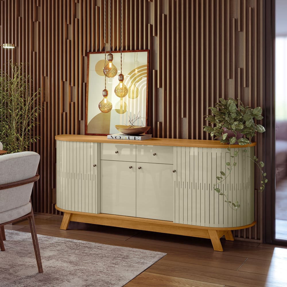 Buffet Aparador 4 Portas 2 Gavetas 183x81cm Mônaco Madetec