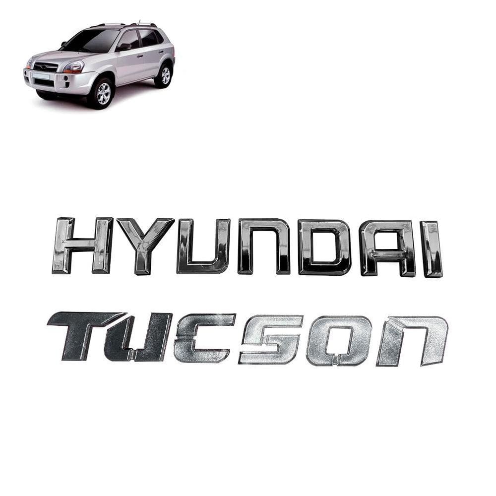 Kit Emblema Letreiro Hyu Tucson 2006 À 2024 Cromado Traseiro