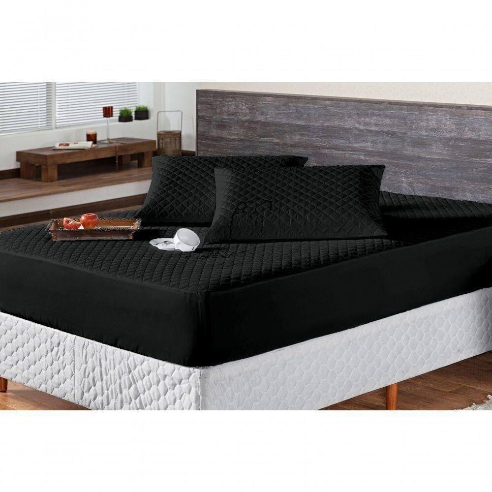 Protetor Colchao Casal Impermeavel Matelado Aquarela 01 Peça - Preto