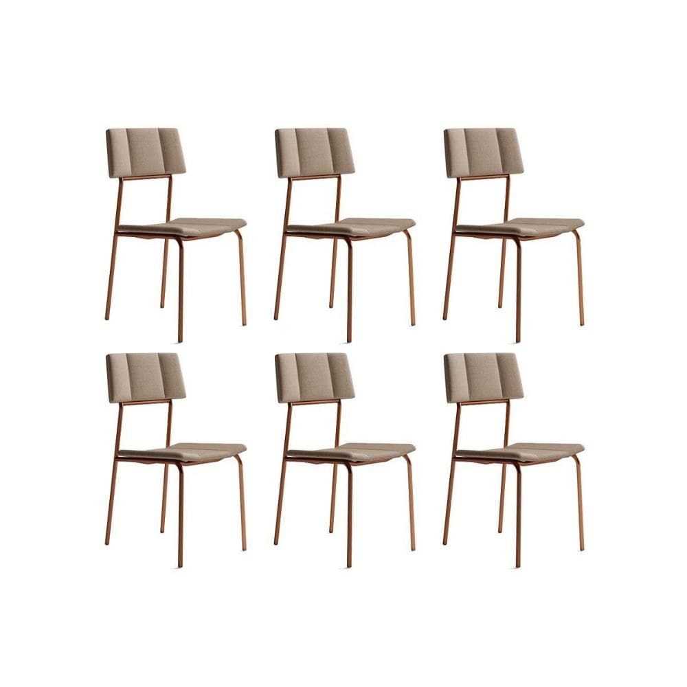 Cadeira Sala de Jantar Lou 1742 Kit 6 Uni Rose/Linho Areia - Carraro