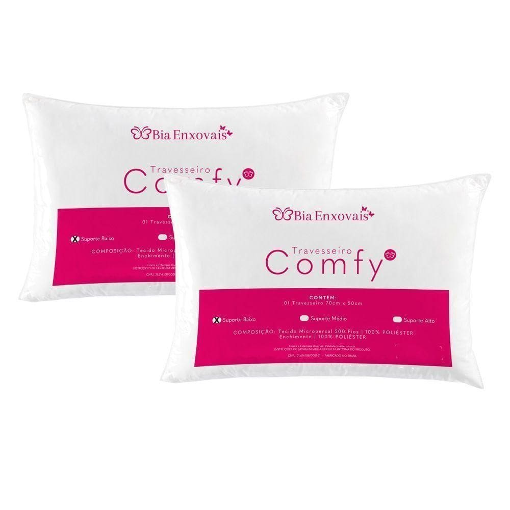 Kit 02 Travesseiros Comfy Suporte Baixo - Branco