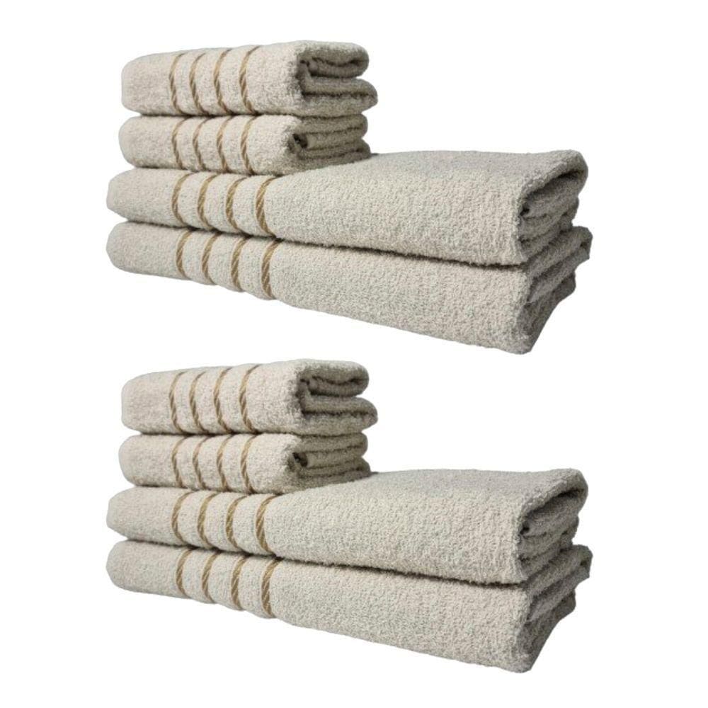Kit 8 Toalhas Grossas E Grandes Montreal 4 Banhos 4 Rostos Bege