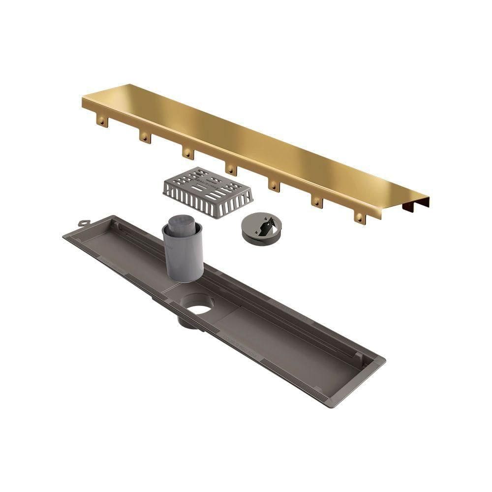 Ralo Linear Elleve Versatile 8926 50cm Saída Central Com Tampa Gold