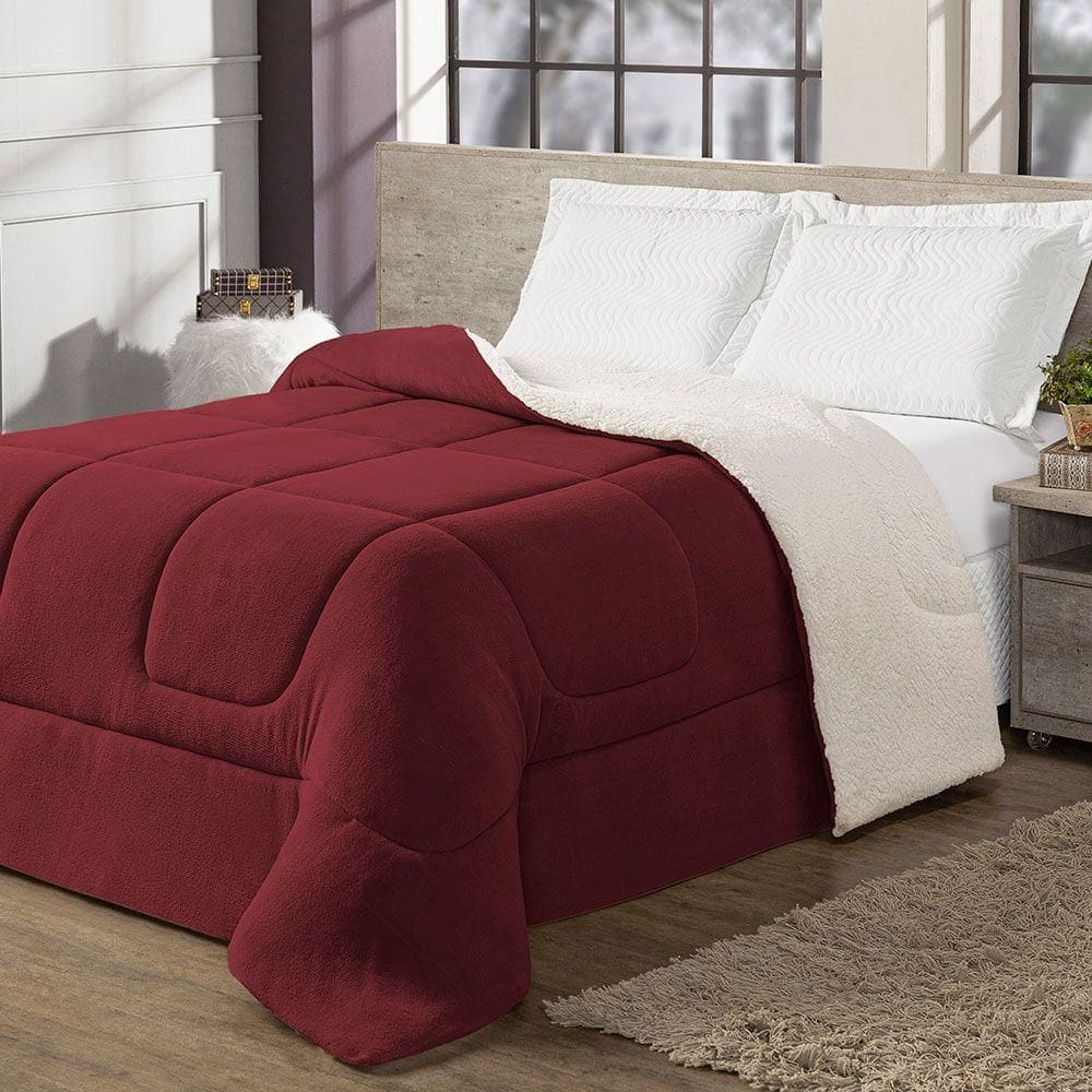 Coberdrom Cobertor King 1 Peça Maya Manta Soft E Sherpa De Carneiro 100% Poliéster Cor:vermelho