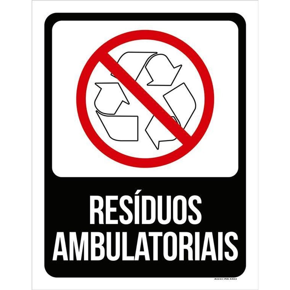 Placa De Sinalização Lixo Resíduos Ambulatoriais 36X46