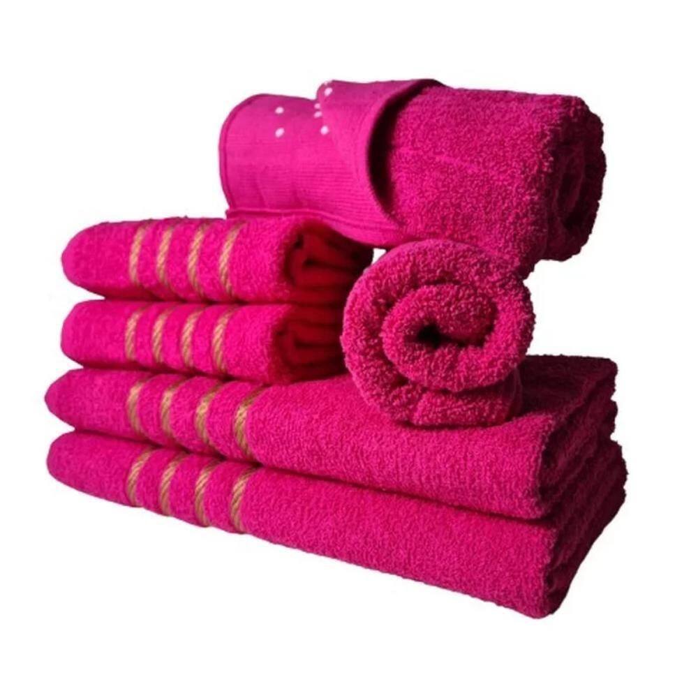 Jogo De Toalha 2 Banho 2 Rosto 2 Luxo Dubai Rosa