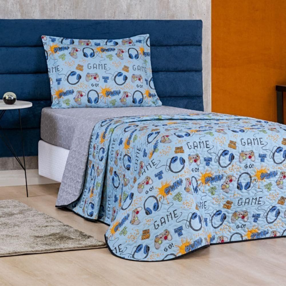 Colcha Solteiro Bouti Kids Dupla Face Estampado 2 Peças Game