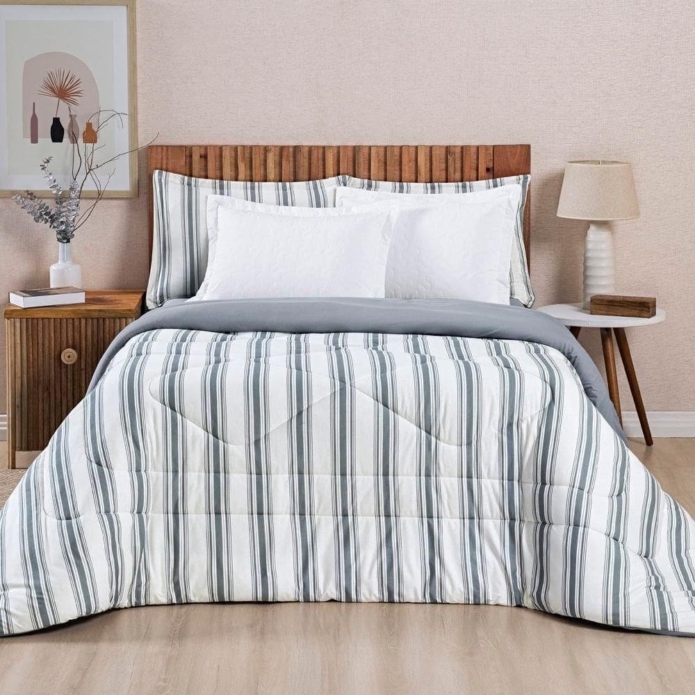 Edredom 100% Algodão Marin King 01 Peça - Cinza