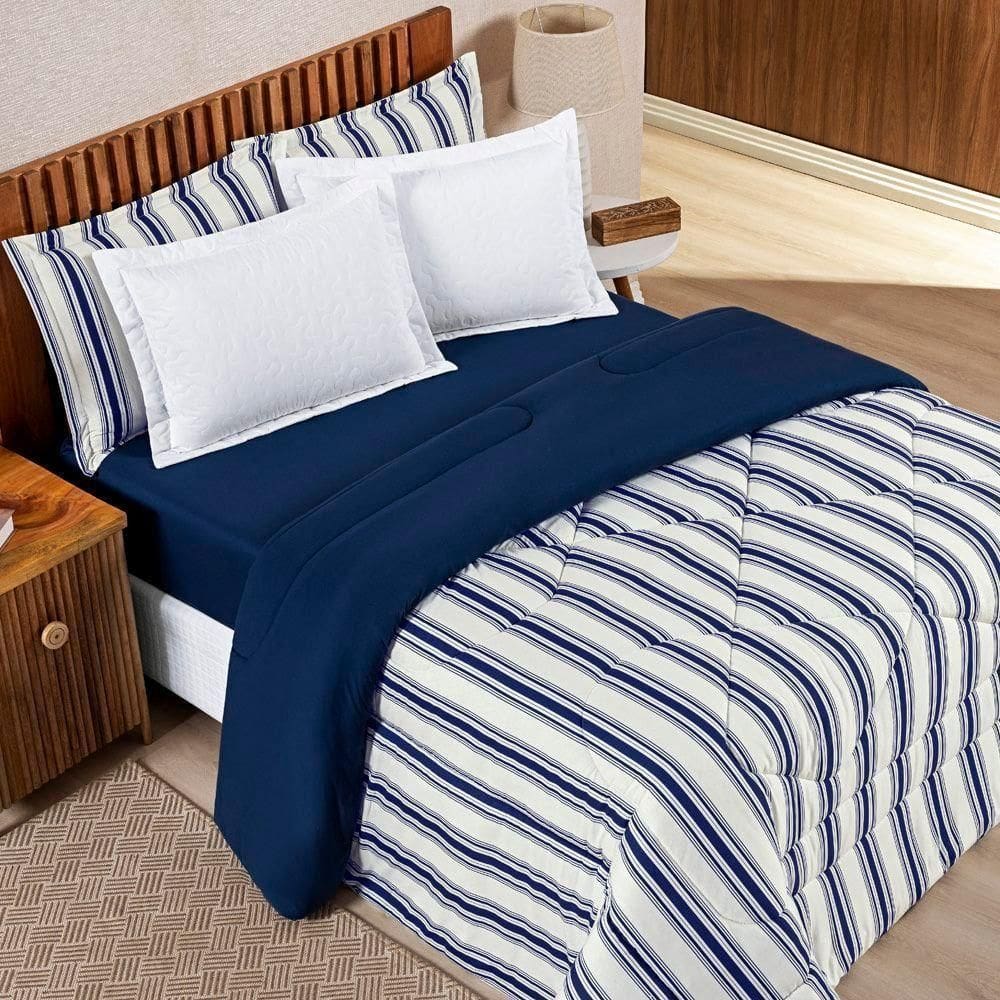 Edredom 100% Algodão Marin King 01 Peça - Marinho