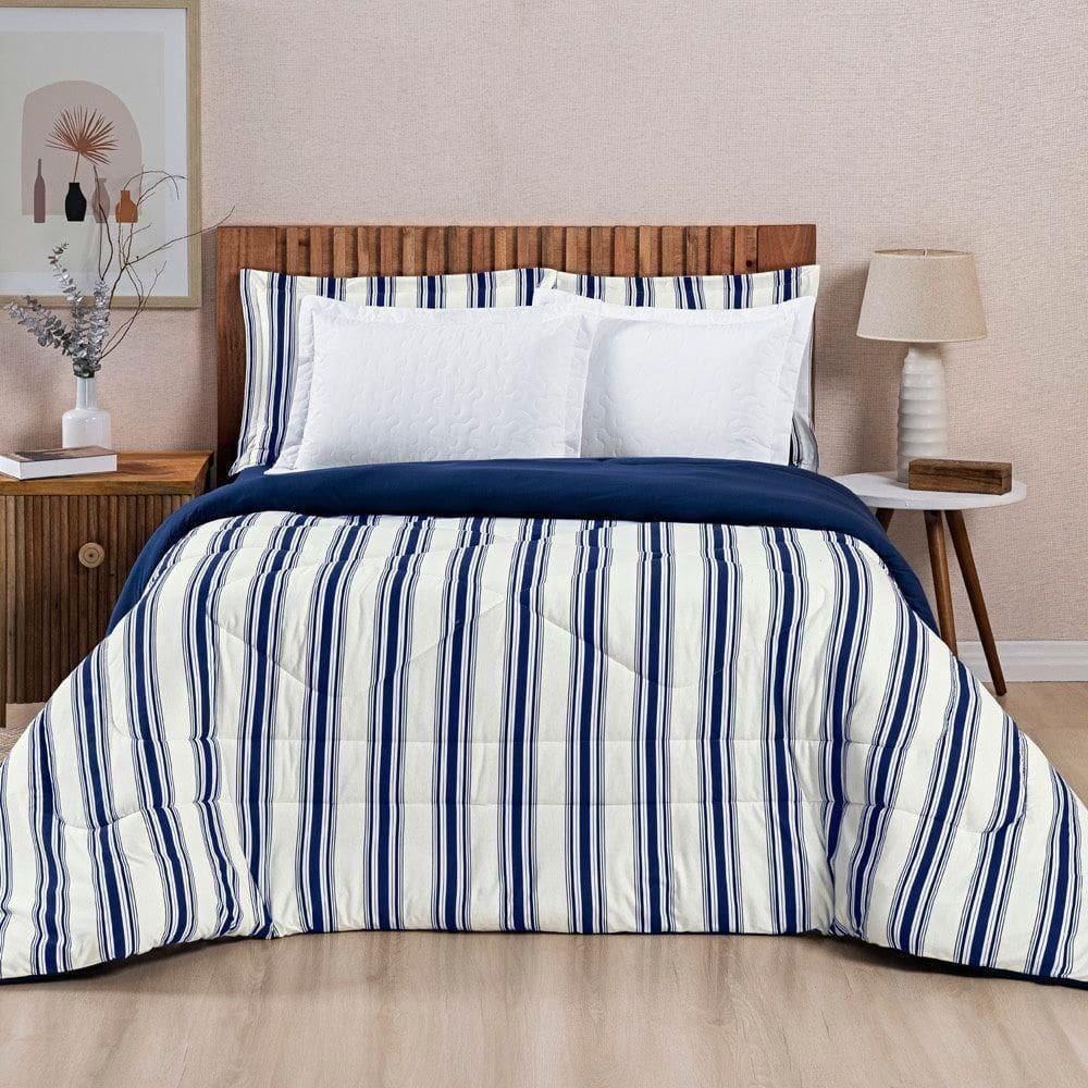 Edredom 100% Algodão Marin King 01 Peça Marinho