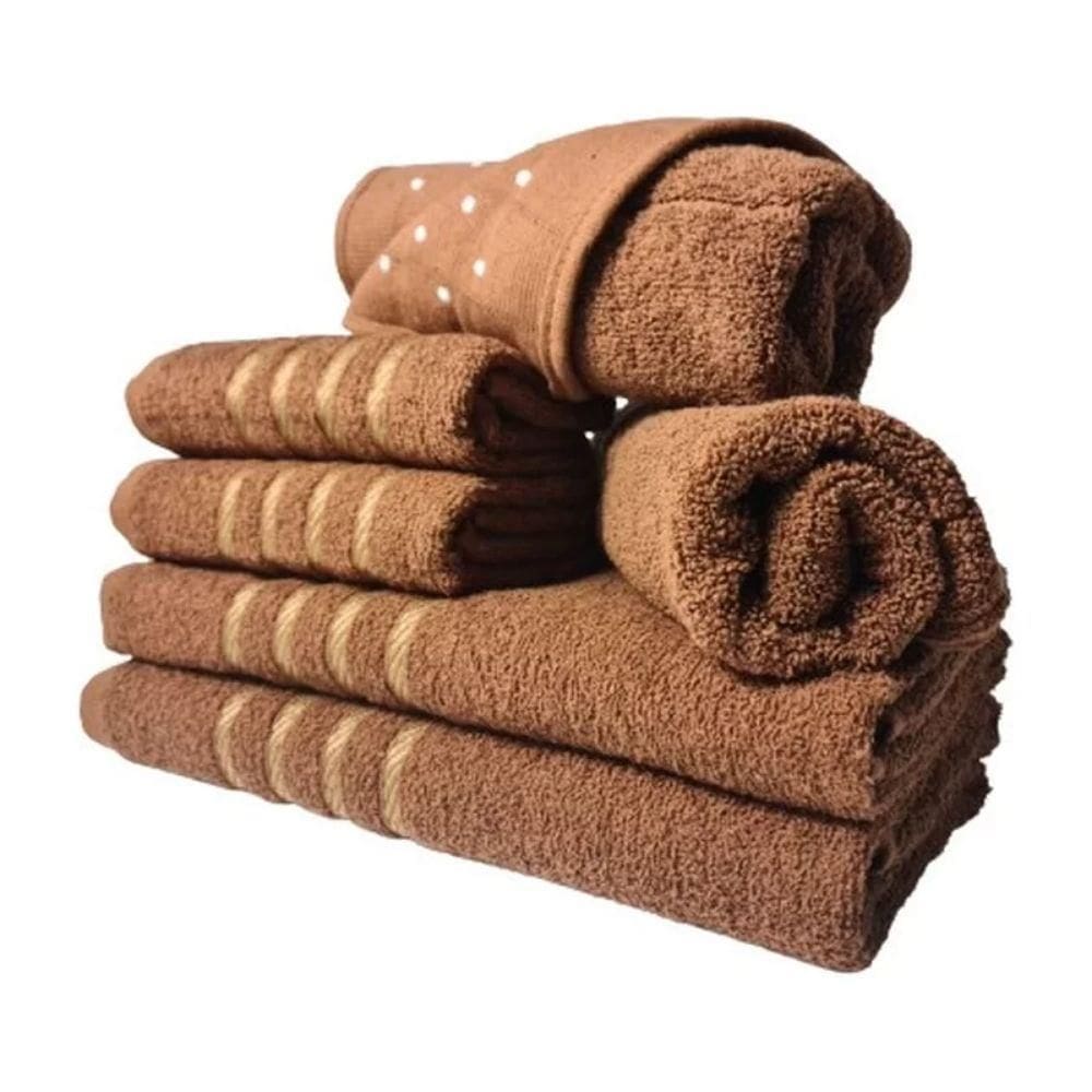 Jogos De Toalhas 2 Banhos 2 Rosto 2 Tapetes 6pçs Marrom