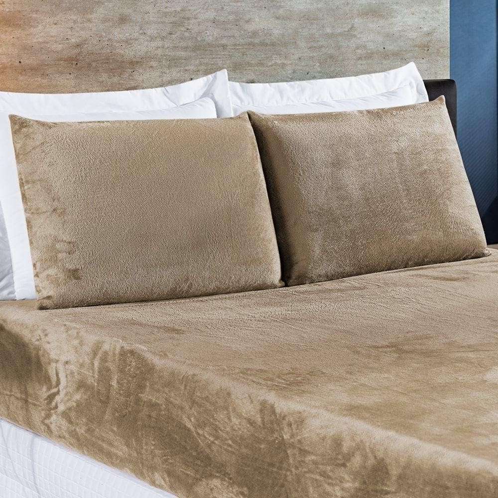 Par De Fronhas Manta Flannel Biasoft 02 Peças - Cáqui