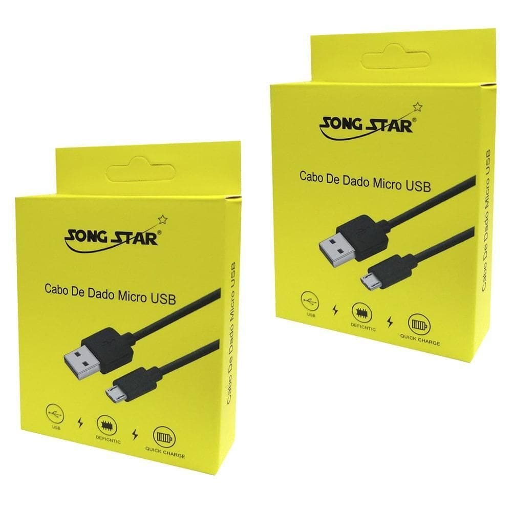 Kit Cabo De Dados Micro Usb X V8 Song Star 1 Metro 2 Peças