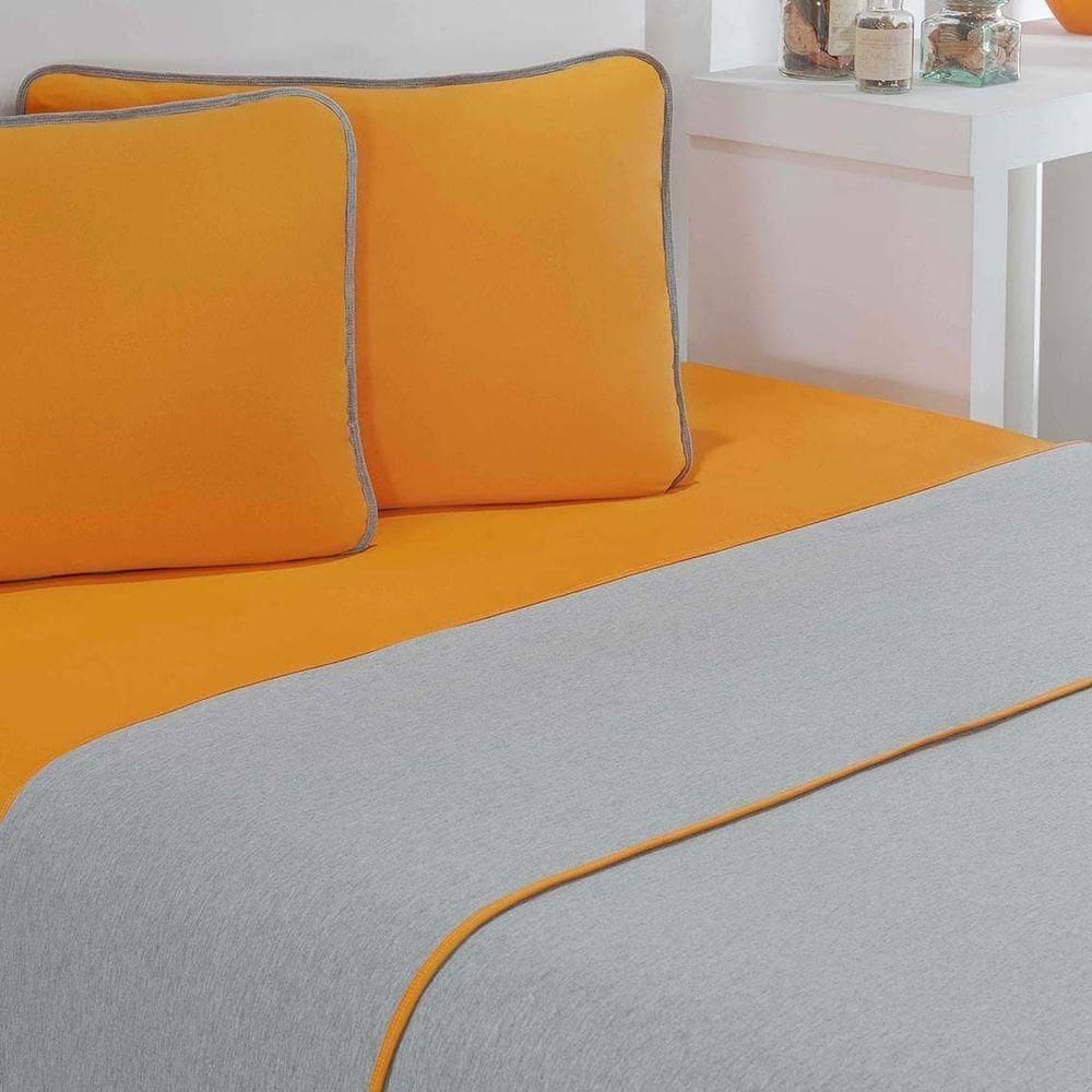 Jogo De Cama Malha Lençol 100% Algodão Urbano 4 Peças King - Laranja-mescla