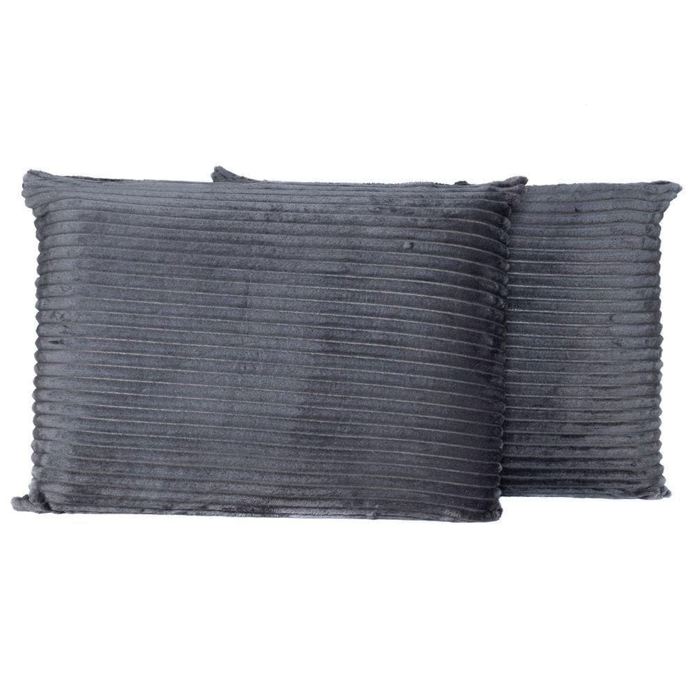Par De Fronhas Em Manta Canelada 70cm X 50cm - Mantinha Microfibra Cor Cinza