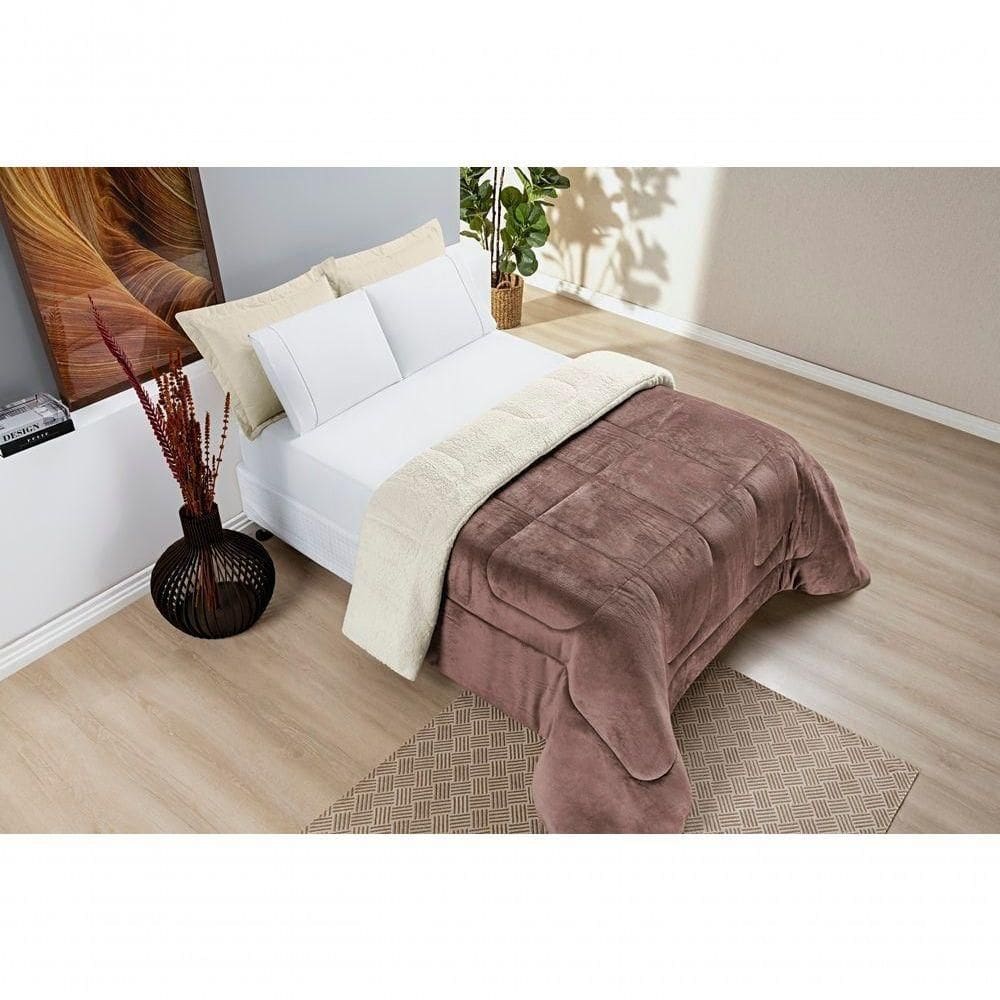 Coberdrom Sherpa E Flannel Everest King Manta Alta 150g 01 Peça - Rose