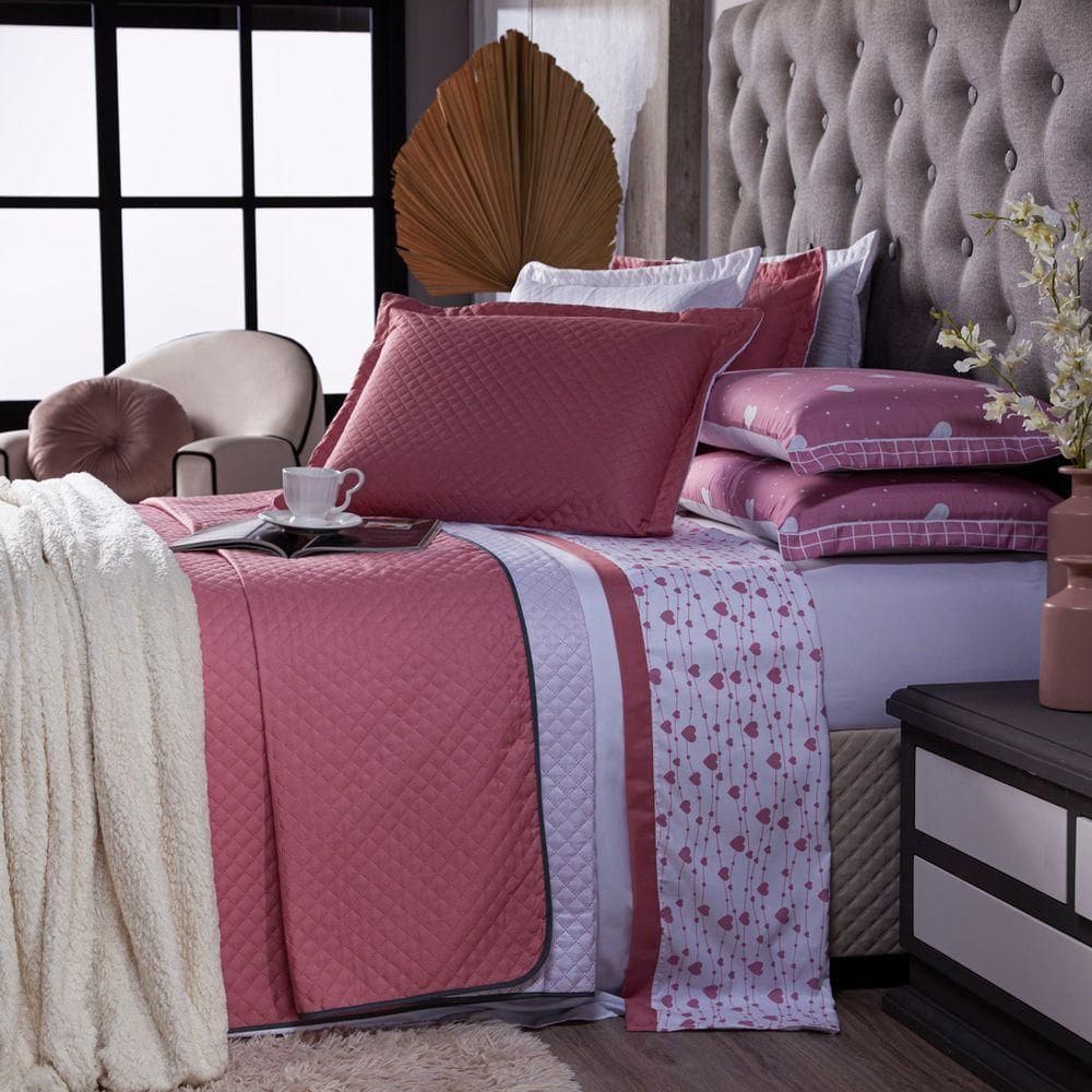 Kit Cobre Leito Afrodite Dupla Face C/ Lençol Queen 07 Peças