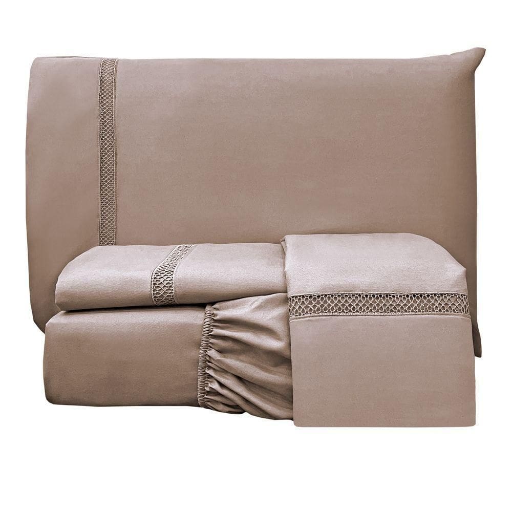 Jogo De Lençol Solteiro Infinito 300 Fios 3 Peças - Chocolate