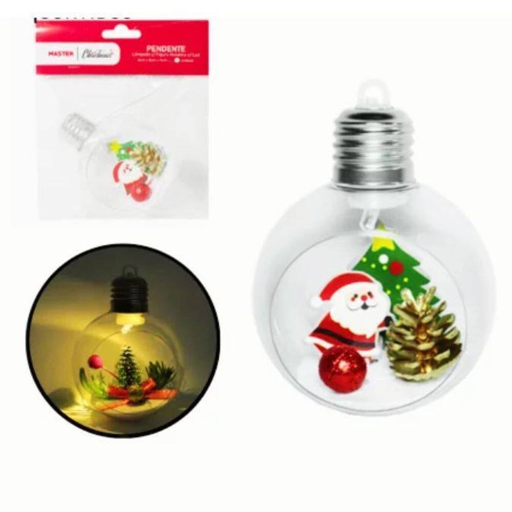 Kit 4 Lâmpadas Com Led Pendente 8Cm Enfeite Natal Decoração