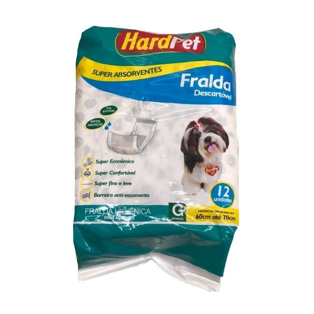 Fralda Higiênica Hard Pet Cães Machos 12 Unidades Tamanho G