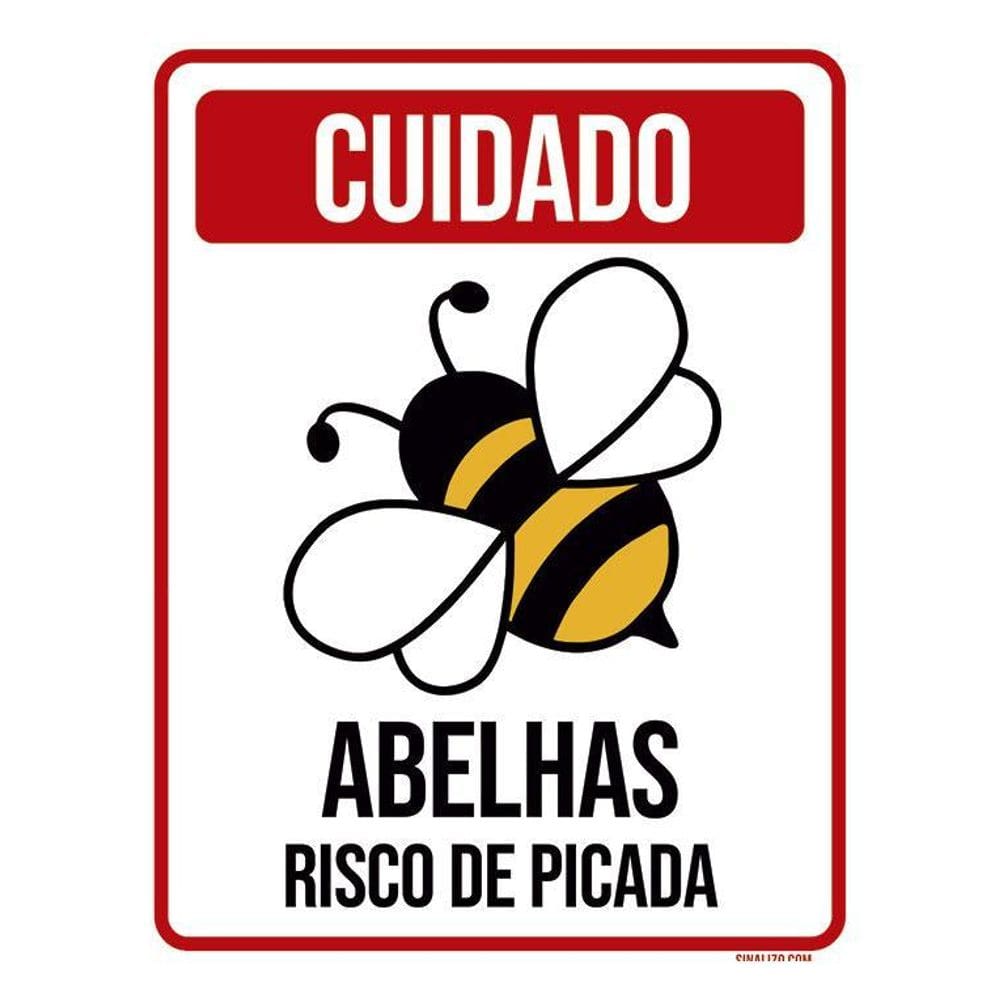 Placa Cuidado - Abelhas Risco De Picada 36X46