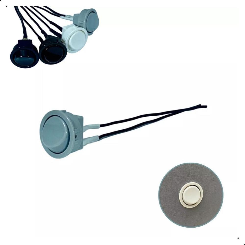 Interruptor Gota Redondo Simples Cinza 2 Pinos Com Cabo 10Cm