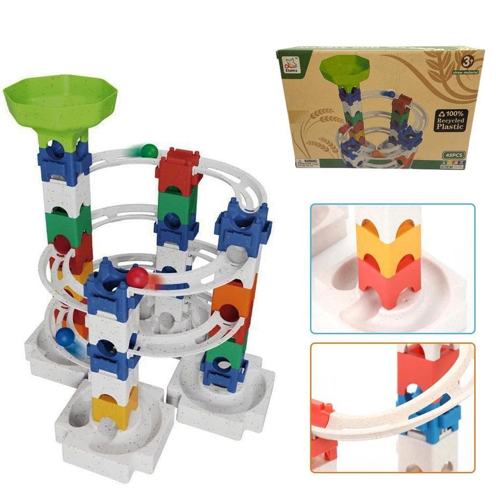 Brinquedo Educativo Rola Bolinha Blocos Montar Pista 45 Pçs