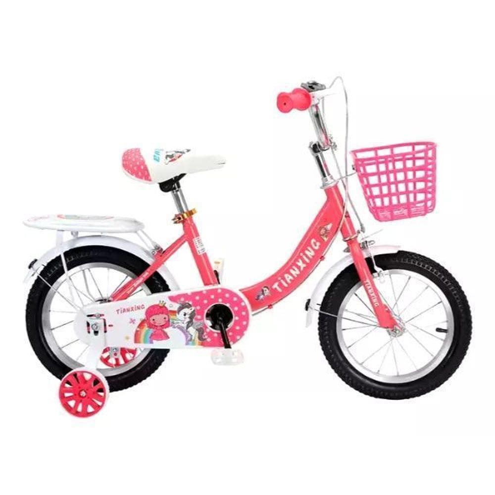 Bicicleta Rosa Com Cestinha Aro 18