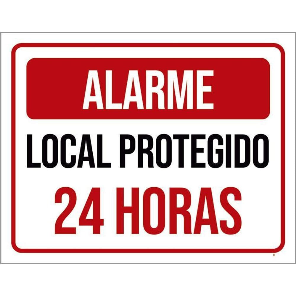 Placa Atenção Alarme Local Protegido 24 Horas 36X46