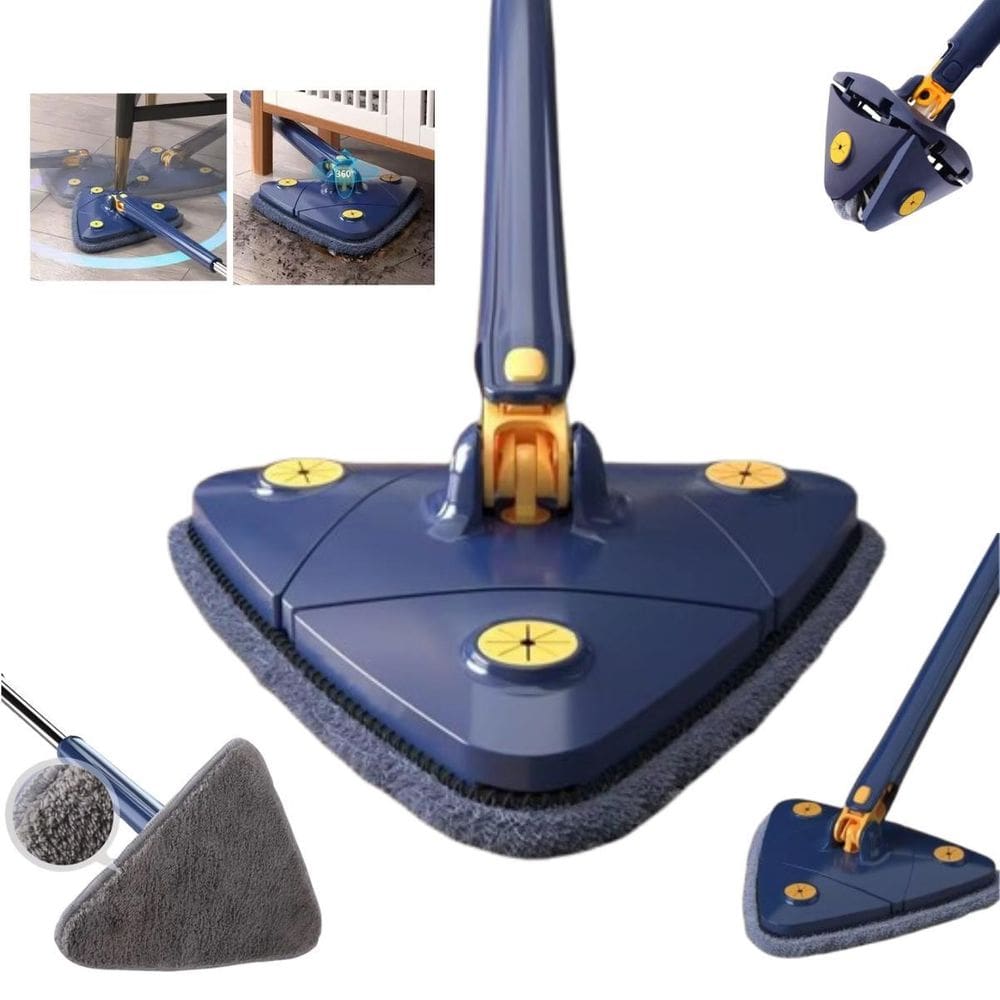Esfregão Triangular Giratório Com 2 Refil Extra Azul