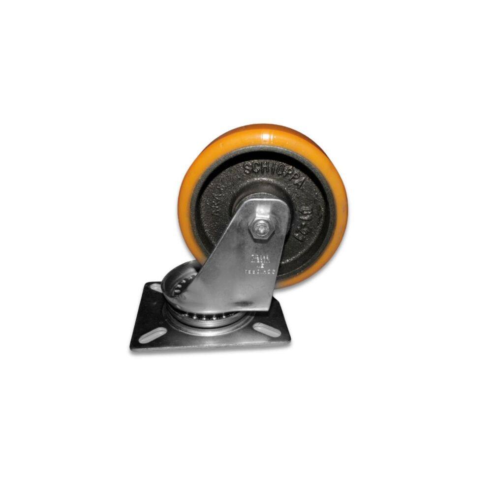 Rodinha 127Mm Ferro Com Poliuretano 5 Pol Placa Giratória