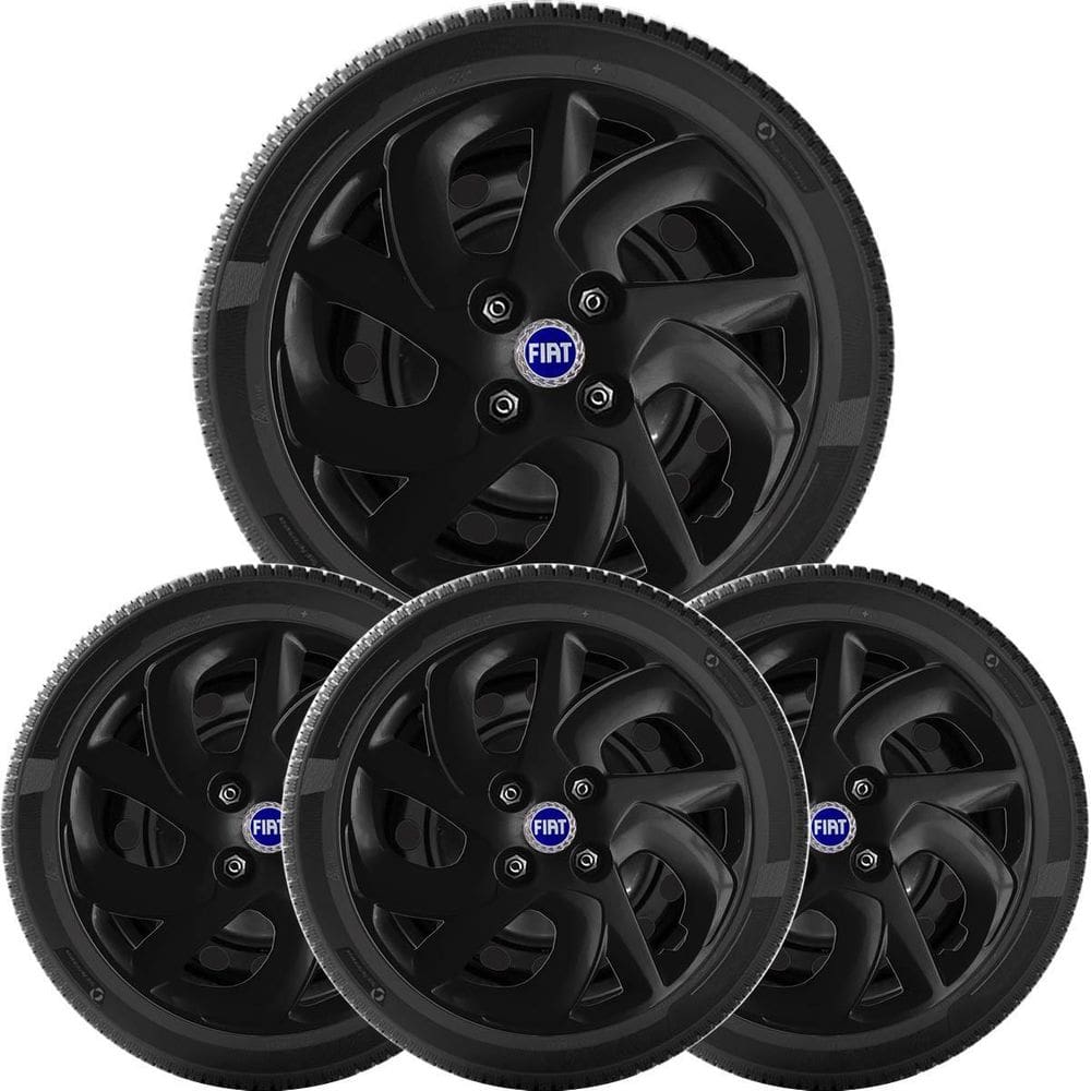 4X Calota Fiat Palio Uno Siena Aro 14 Preto 231Cb