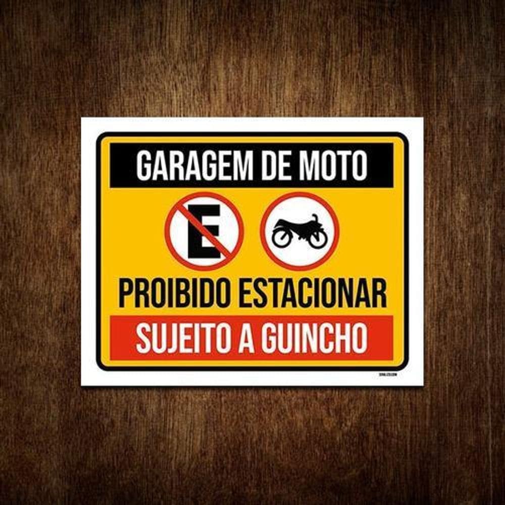 Placa De Sinalização Garagem Moto Proibido Estacionar 36X46