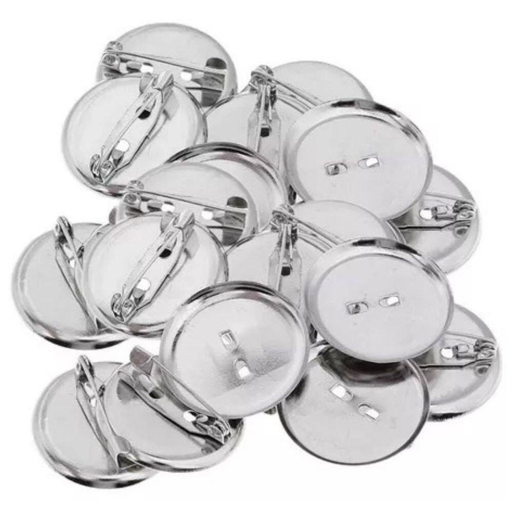 Base Para Broche Redondo 20Mm Níquel Com 50 Peças