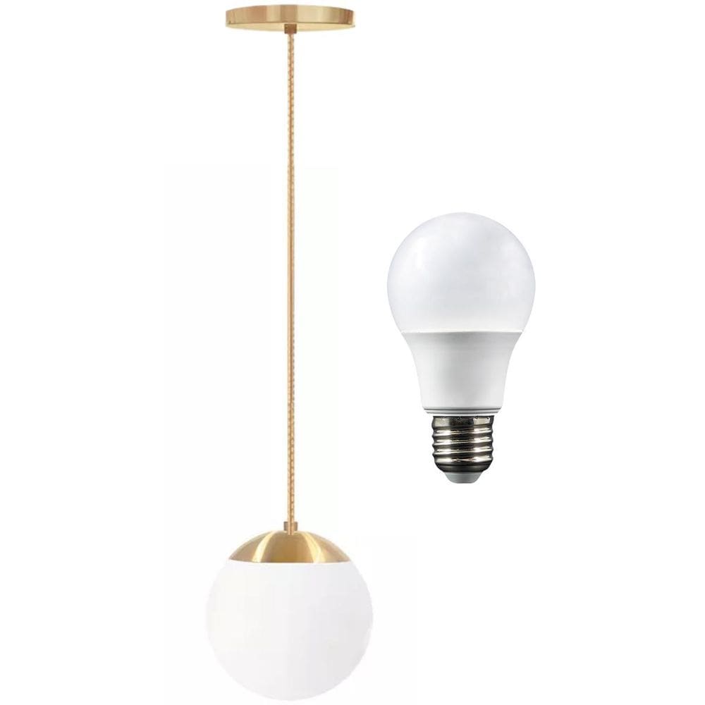 Luminária Lustre Pendente 215Cm Jabuticaba Globo Vidro 15Cm