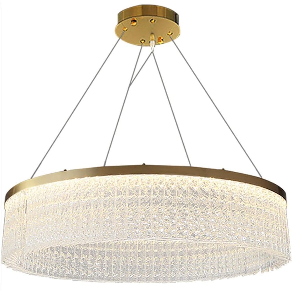 Lustre Redondo 136Cm X 80Cm Led 80 Cristais 3 Cores