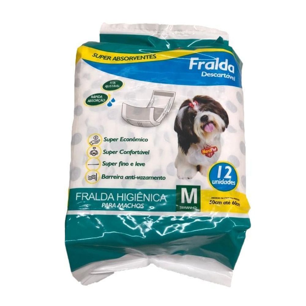 Fralda Higiênica Hard Pet Cães Machos 12 Unidades Tamanho M