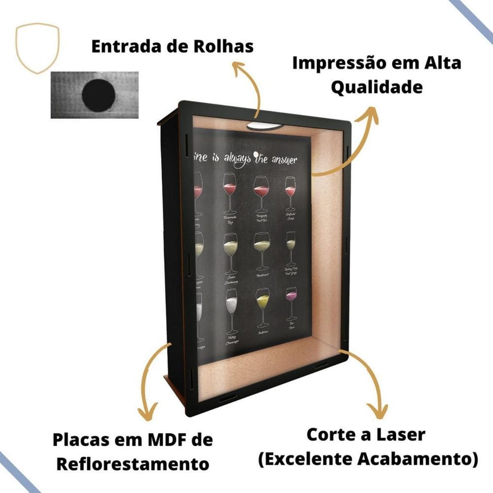 Quadro Porta Rolhas Vinho Em Mdf Wine Is Always The Answer