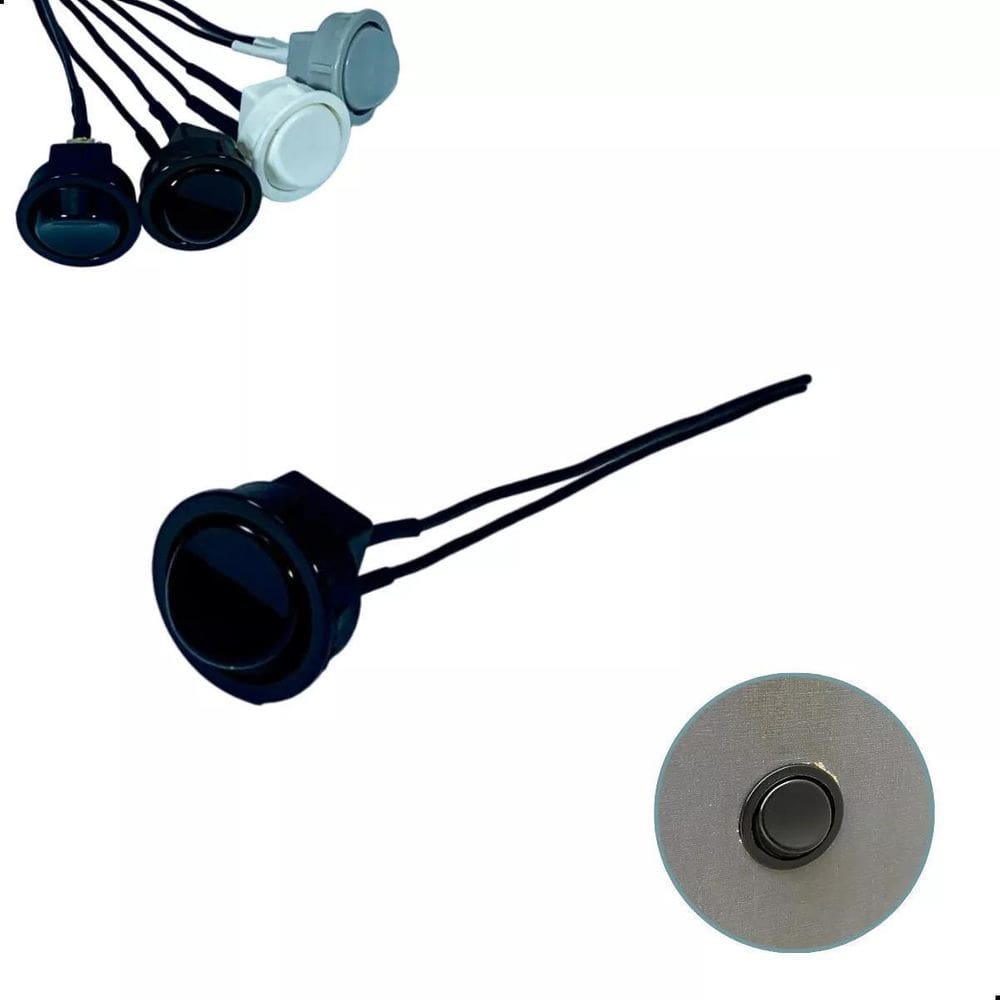 Interruptor Gota Redondo Simples Preto 2 Pinos Com Cabo 10Cm