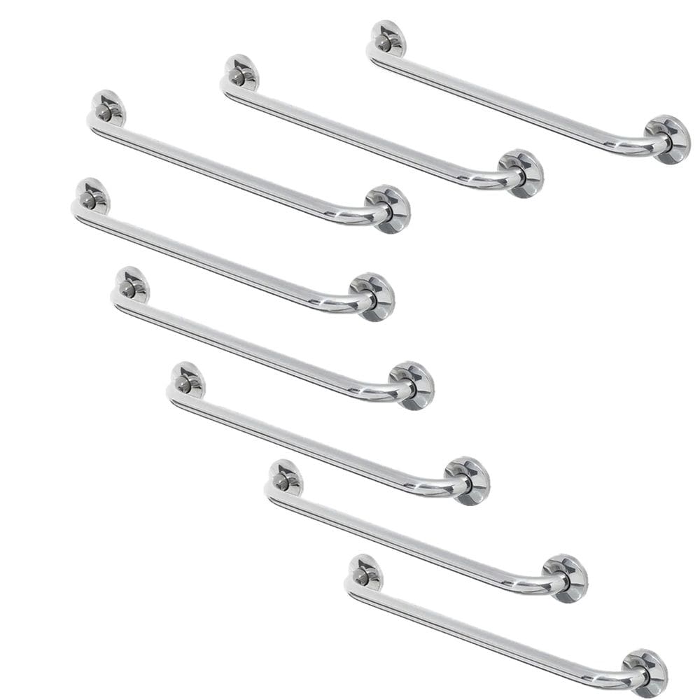 Barra Alça Apoio 50Cm Aço Inox Kit 8 Uni Idoso Gestante Cadeirante Acessibilidade Box Banheiro Escada