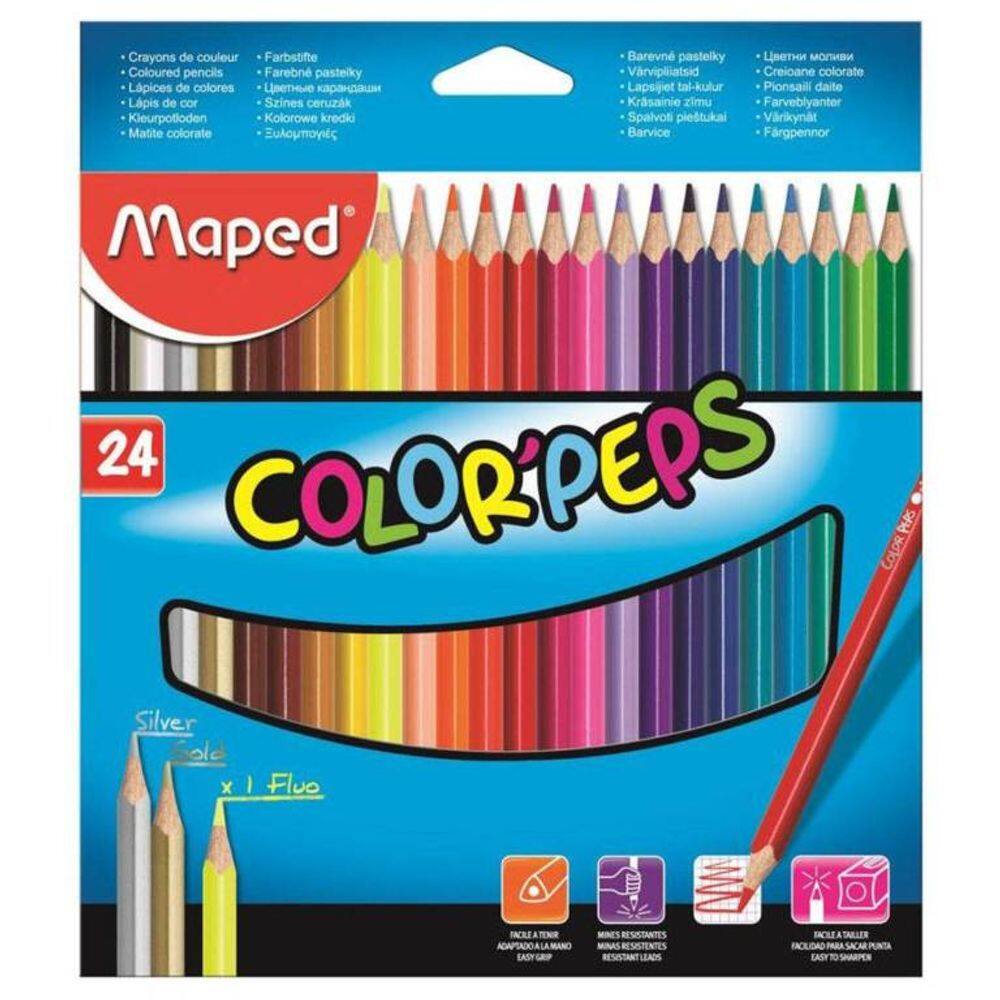 Lapis De Cor Triangular Maped Color Pets - 24 Cores