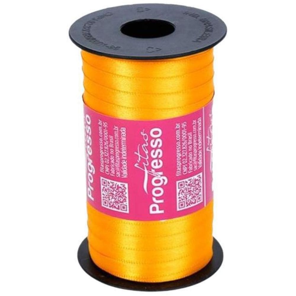 Fita De Cetim Progresso 7Mm Com 100 Metros Amarelo Ouro