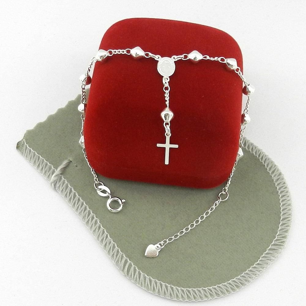 Pulseira Terço Unissex 18Cm 4Mm Folheada Prata Pl447