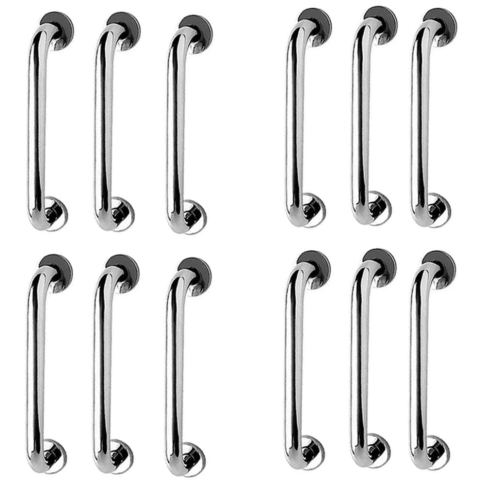 Alça de Apoio Inox 30cm Barra Kit 12 Unidades Idoso Cadeirante Deficiente Box Banheiro Segurança Acessibilidade Corrimao Suporte Proteçao