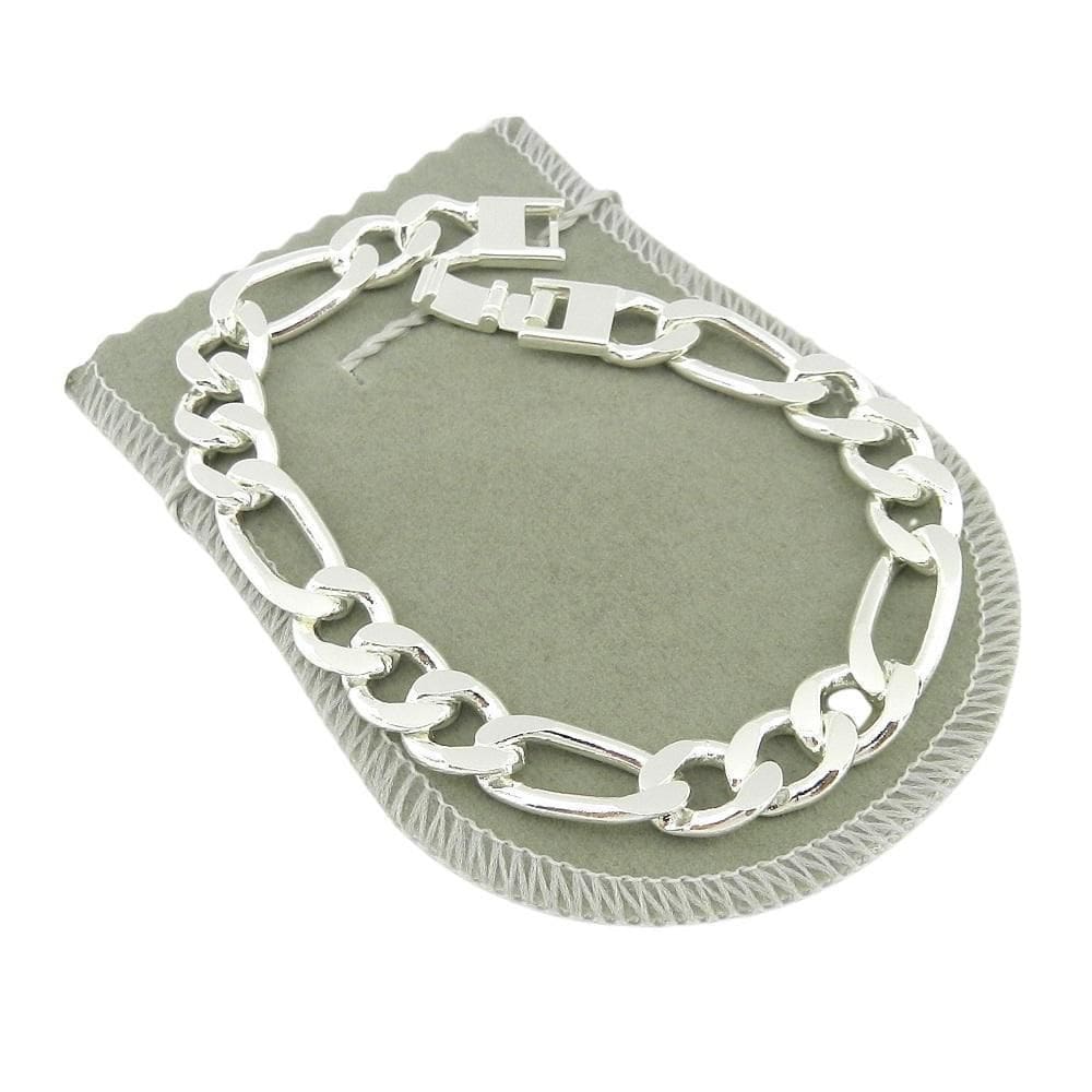 Pulseira Masculina 21Cm 1Cm Largura Folheada Prata Pl135