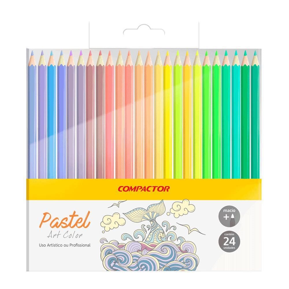 Lápis De Cor Compactor Art Color Pastel Com 24 Cores
